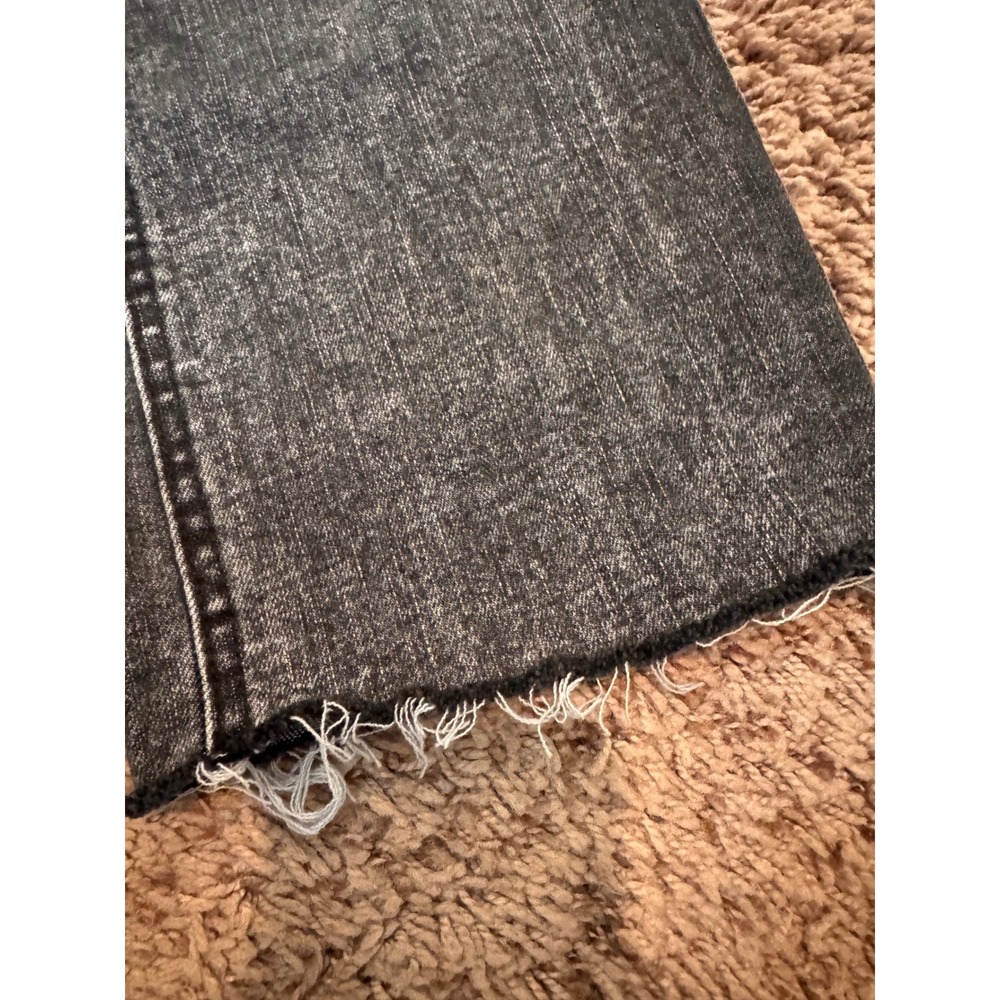 OAT New York Black Cropped Straight Leg Jeans Raw Hem Women's Size 26 - Picture 2 of 6
